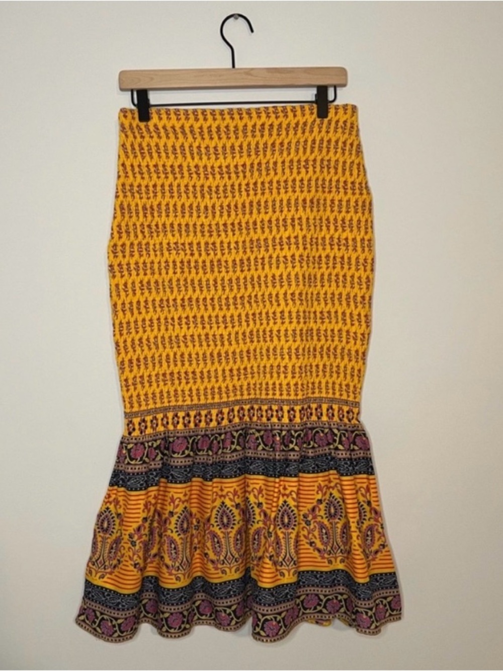 J.Crew Sunny Block Print Midi Skirt NWT Size 2 Boho Summer Yellow Cotton - Picture 8 of 8